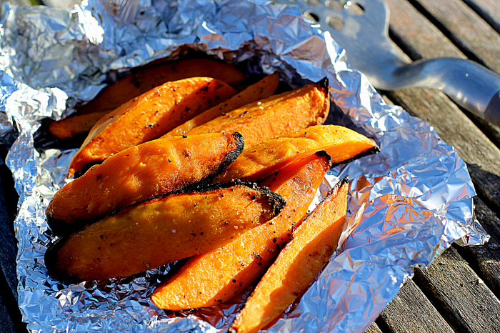Bagte sweet potatos on the side...