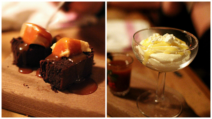 Dessert - Gedeost Creme - Karamelsauce og verdens bedste brownie...