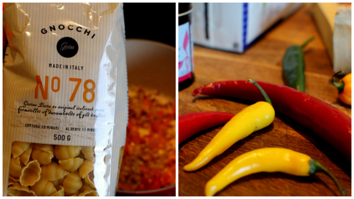 Hvid pasta og masser af chili!
